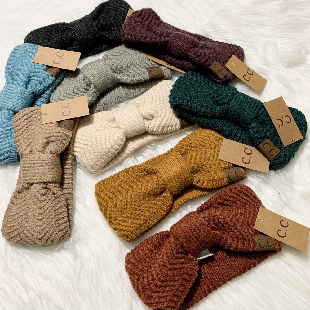 C.C Bow Knit Headband, Winter Headwrap, Premium Headband, Cozy Warm Headband
